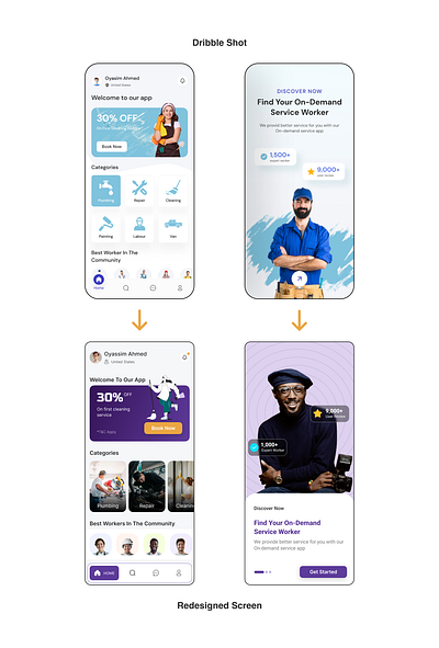 Redesigning Screens challenge cleaning figma re design redesign repair service app ui