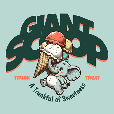 Giant Scoop adorable cartoon cute design elephant funny ice cream kittl pop culture print on demand scoop t shirt t shirt design