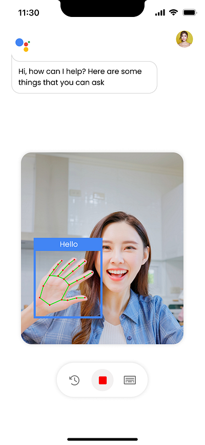 Google Assistant with Sign Language Detection app google assistant graphic design sign language detection ui