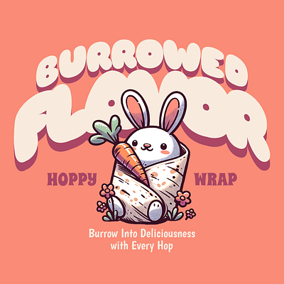 Burrowed Flavor adorable bunny burrito cartoon cute design funny kittl pop culture print on demand t shirt t shirt design