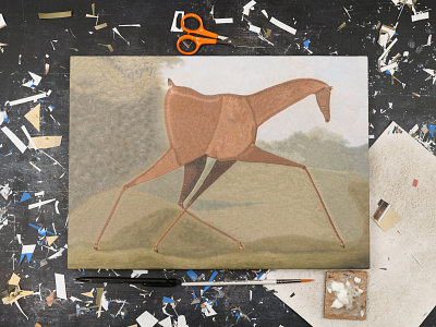 Chestnut after Sartorius, studio collage dribbble equestrian equine horse horses illustration paper studio