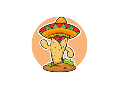 Kebab Character Logo cactus cartoon character fast food food graphic design illustration kebab logo mexican hat restaurant