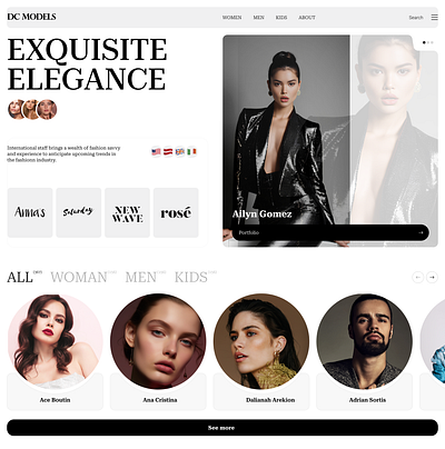 Exquisite Elegance: Fashion Model Portfolio Showcase ecommerce fashion minimalist model modern photography portfolio trendy uiux webdesign