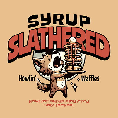 Syrup Slathered adorable cartoon cute design fox funny kittl pancake pop culture print on demand printondemand t shirt t shirt design tshirtdesign waffle