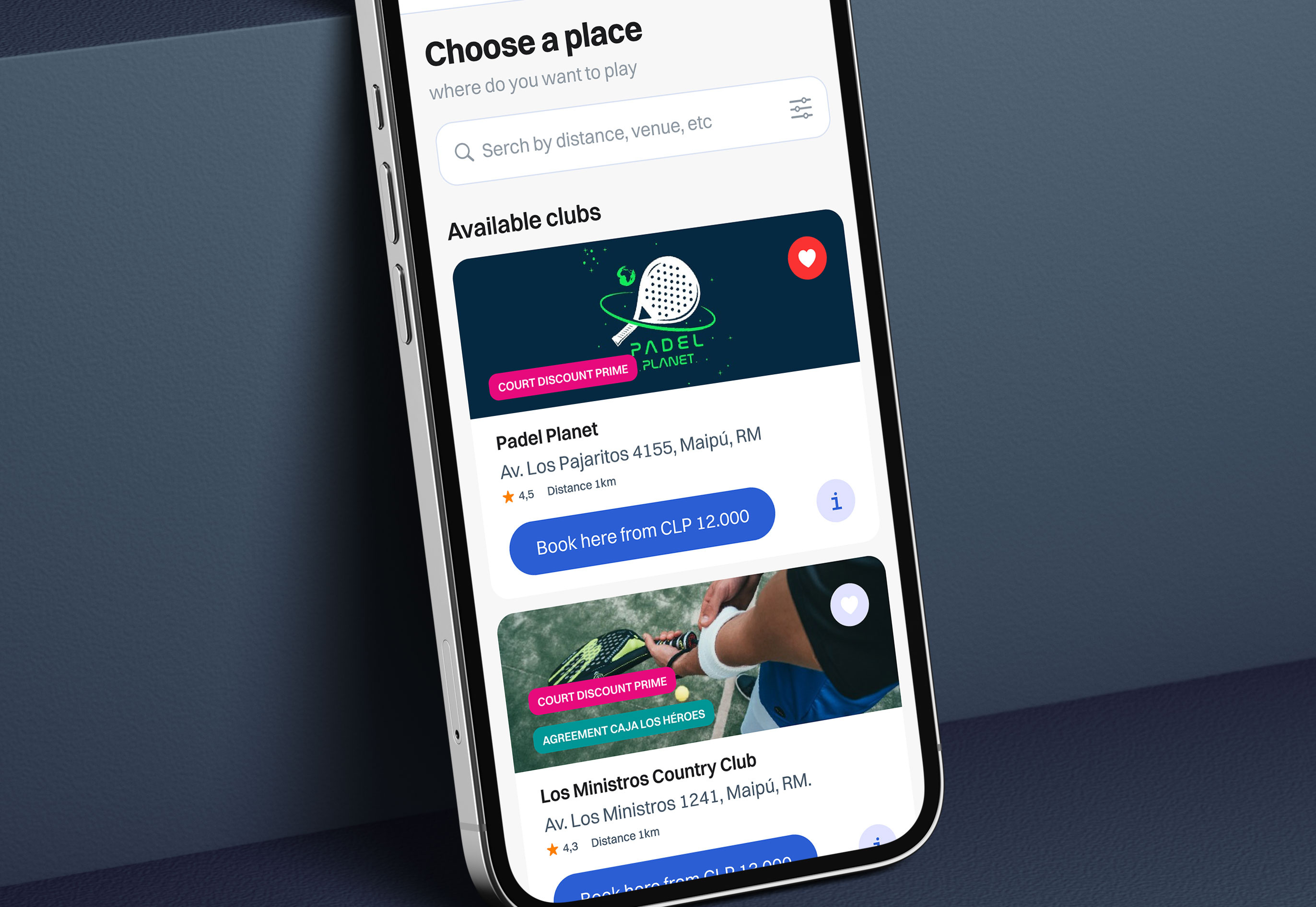 Club list app design booking button card club list list mobile sports ui ui components ui design user experience user interface ux ux design