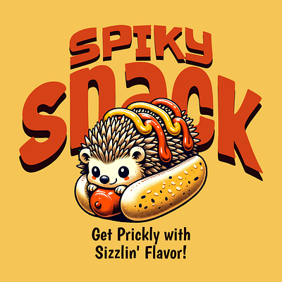Spiky Snack adorable cartoon cute design funny hedgehog hotdog kittl pop culture print on demand printondemand t shirt t shirt design tshirtdesign
