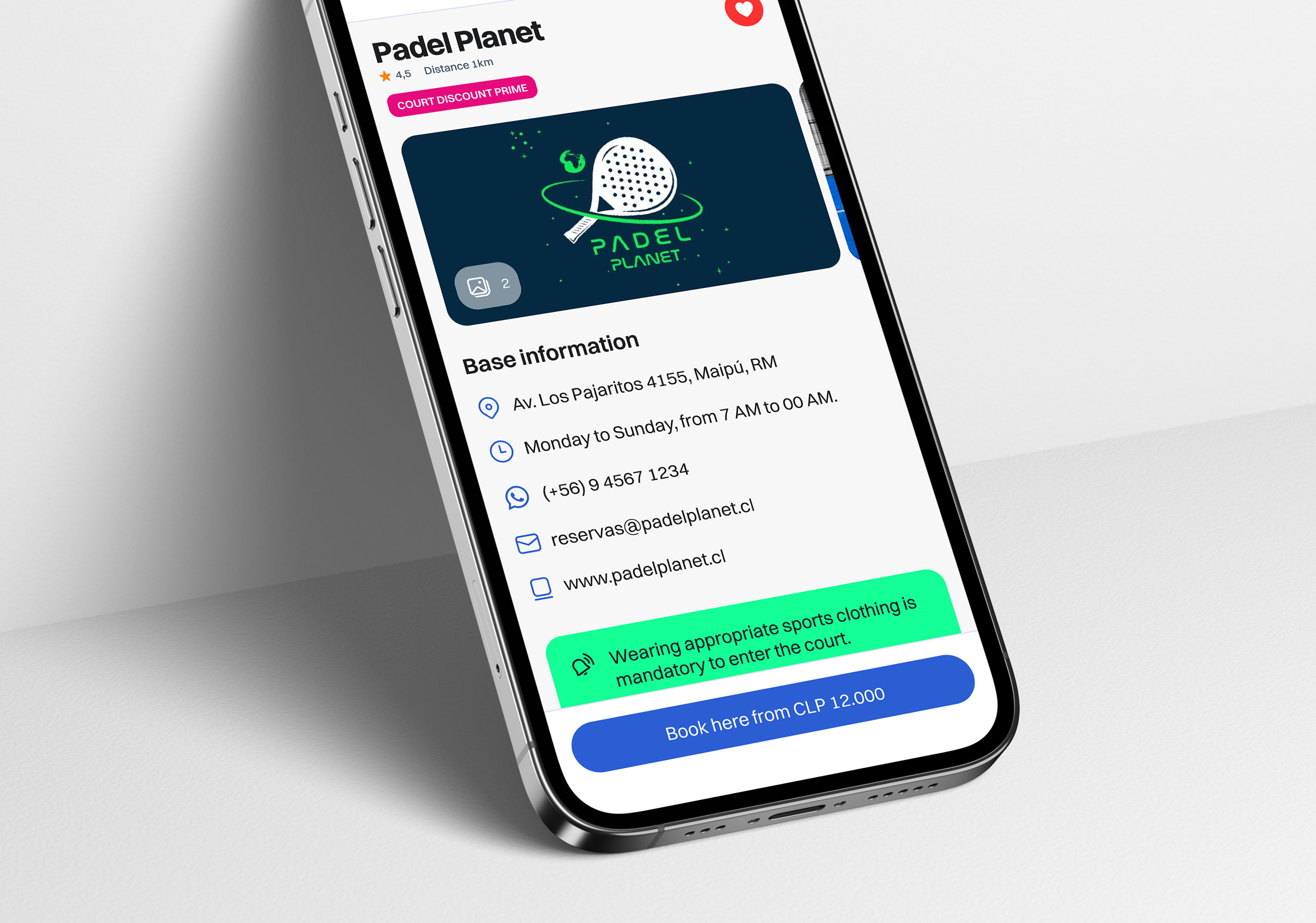 Club details app app design blue button details green heart icons information mobile sports venue ui ui components ux