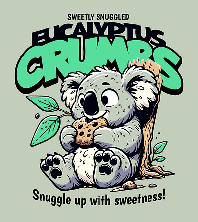 Eucalyptus Crumbs adorable cartoon cookie cookies cute design funny kittl koala pop culture print on demand printondemand t shirt t shirt design tshirt tshirtdesign