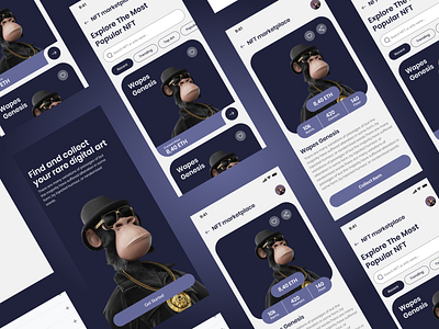 NFT Marketplace App #dailyui appdesign blockchain crypto cryptoart cryptotrading dailyui digitalart fintech graphic design marketplace mobileapp nft nftmarketplace ui userinterface uxdesign web3