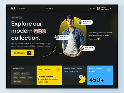 e-Commerce website men fashion Dark mode dark mode ecommerce ecommerce website fashion fashion website hero section landing page men fashion minimal modern website online shop shop template trendy ui ux web web design web designer web ui