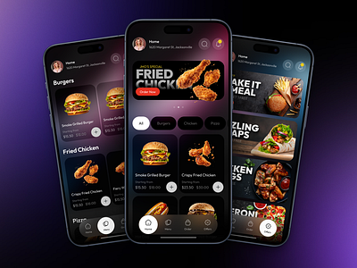 Fast Food App UI app burger chicken colors design dinner fast fast food food meal pizza snacks ui uiux ux