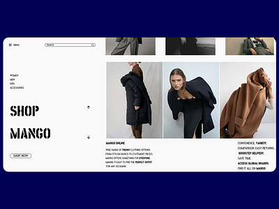 Mango website remake aestethic blue clothes design designing graphic design mango remake ui ux web website