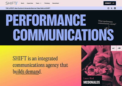Shift Communications Header figma graphic design header interaction design ui web design webflow