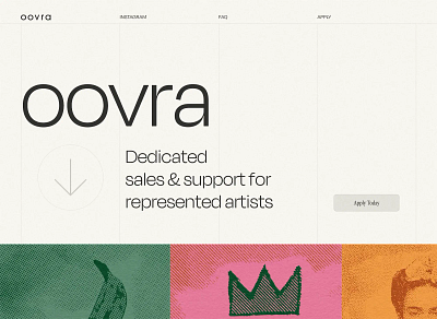 Oovra artist branding graphic design halftone processed images web design webflow