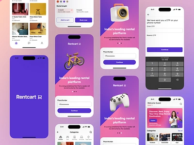 Mobile application Design app application artdirection digitalart dribbble dribbblers dribbbleshot frontend design icons logo logodesign rent rental app ui uiux visualdesign webdesign