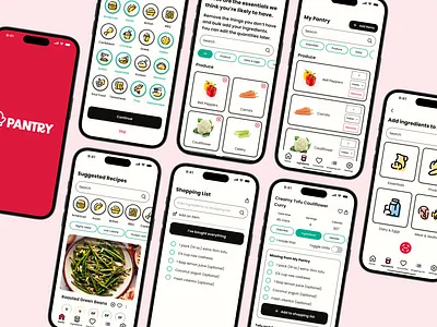 Pantry - Mobile App Design case study figma mobile app mockup persona product design prototyping ui ui design user experience user experience design user flow user interface user interface design ux ux design wireframe