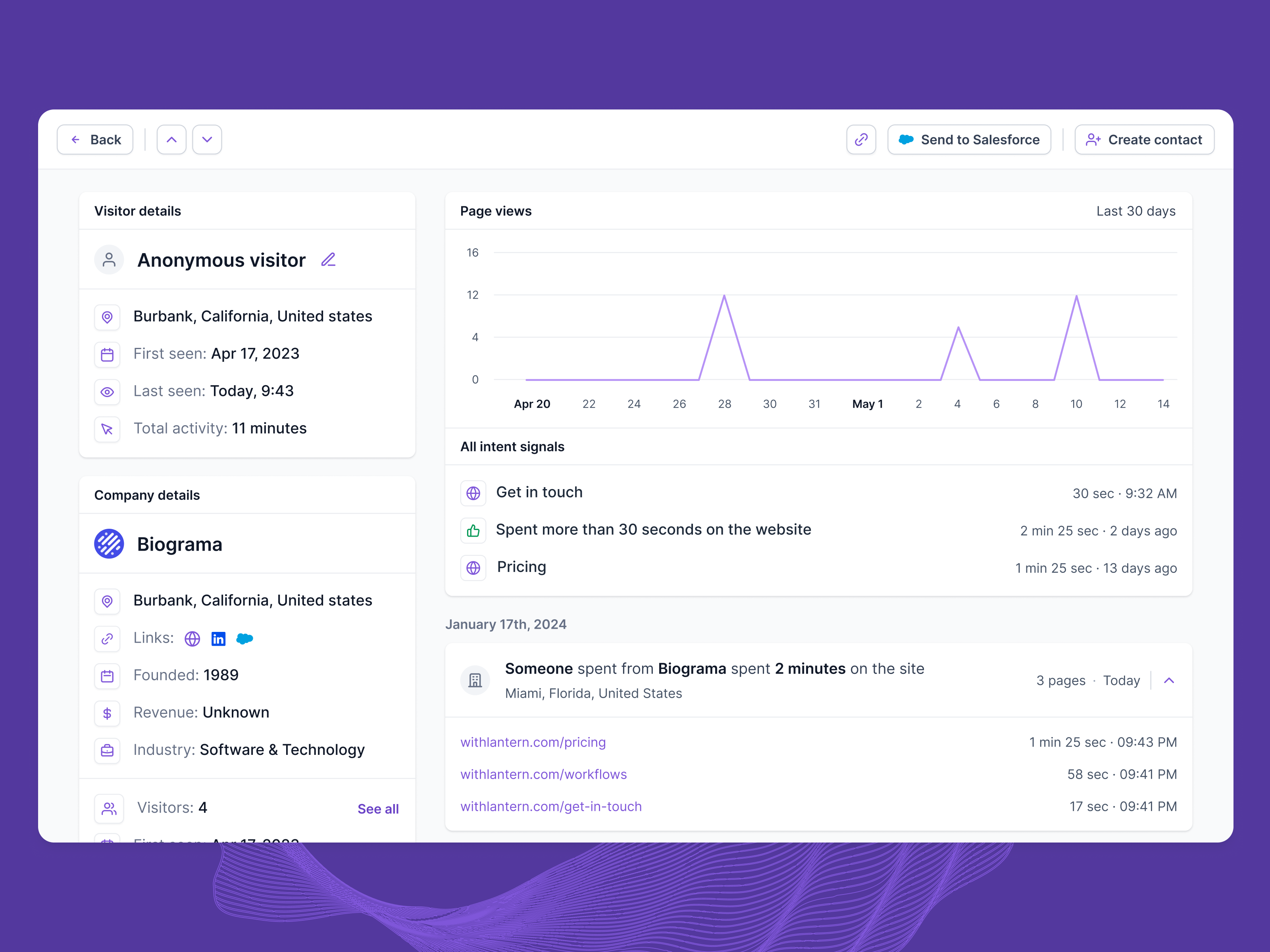 Visitors tab ai analytics apollo attio clearbit company data crm data feed google analytics hubspot koala lusha outreach salesforce salesloft usergems visitor data zapier zoominfo
