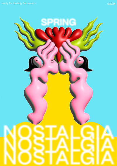 Spring Nostalgia 3d character digi digitalart graphic design illustration illustrator poster posterdesign