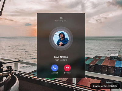 📞 Call screen with animation animation applevision ar call design fluent hololense metaquest ui vr xr