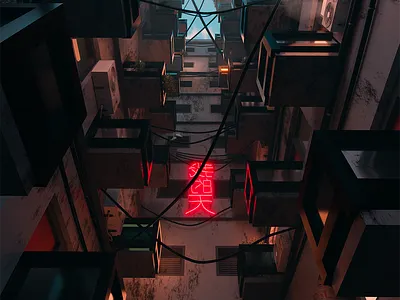 Cyberpunk building 3d architecture blender cinema4d cyberpunk illustration modern