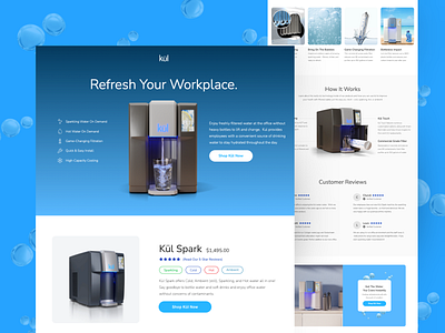 Kül Water Coolers - Commercial E-Commerce Landing Page branding conversion cta cta button design e comm e commerce embedded form graphic design landing page paid advertising ppc product reviews ui ux water cooler web web design web page