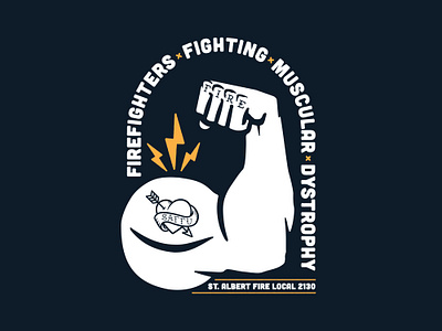 St. Albert Fire: Fighting MD T-Shirt Design bicep charity design fire firefighter fundraise graphic design graphic tee illustrations lightning bolts muscles t shirt t shirt design t shirt graphic tattoo