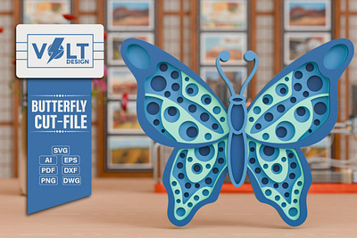Colorful Butterfly SVG Crafting Design 3d 3d svg craft decoration design papercraft svg svg cutting