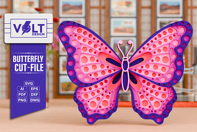 Colorful Butterfly SVG Crafting Design 3d 3d svg craft decoration design papercraft svg svg cutting