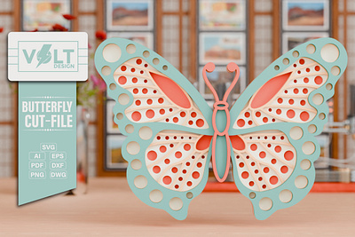 Colorful Butterfly SVG Crafting Design 3d 3d svg craft decoration design illustration papercraft svg svg cutting