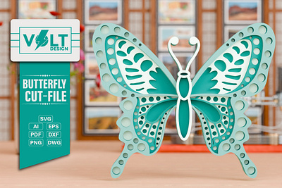 Colorful Butterfly SVG Crafting Design 3d 3d svg craft decoration design illustration papercraft svg svg cutting