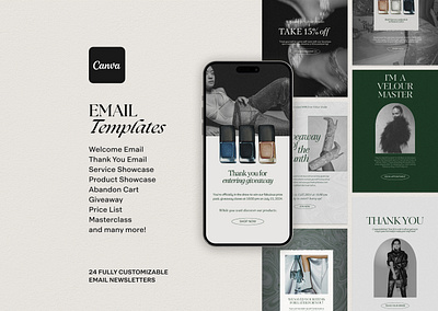 Velour | Canva Email Template aesthetic aestheticdesign canva canvatemplate design email emailnewsletter etsy etsyseller etsyshop graphic design newsletter socialmedia template