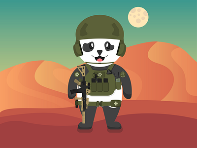 Panda Special Forces Operator graphic design illustration vector