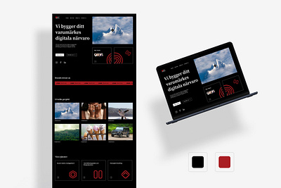 Exnet media abstract agancy black creative content dark dark mode minimal red trend ui uiux ux video content agency