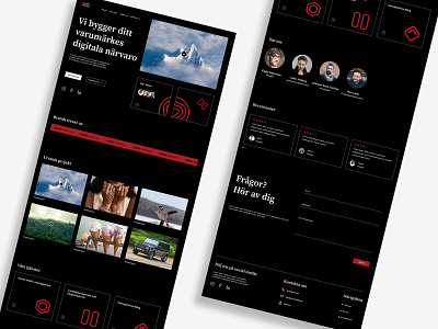 Exnet media abstract agancy black creative content dark dark mode minimal red trend ui uiux ux video content agency