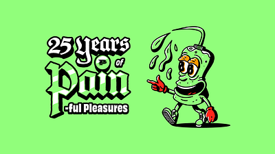 25 Years of Pain - Cartoons and Branding branding cartoon cartoon illustration character character design design graphic design humor identity illustration logo logo design tattoo typography