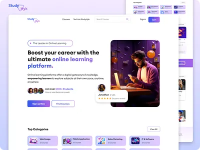 Online learning platform website design animation branding design motion graphics ui uiux ux