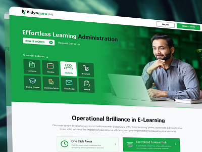 Bidya Guru LMS & E-Learning Landing Page UI Design e learning figma interaction design interface design lms minimal design modern landing page sajjad sabbir ui user interface ux website design