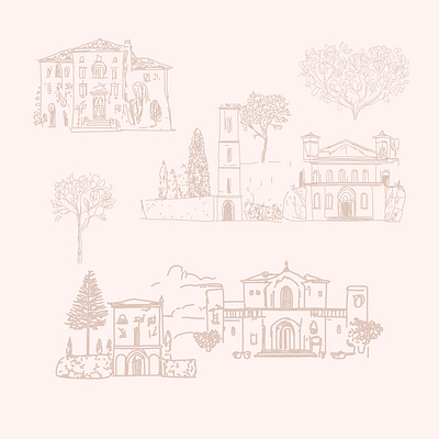 Tuscan villa illustrations art artistic background branding design doodle graphic design illustration italy label pattern print sketch villa