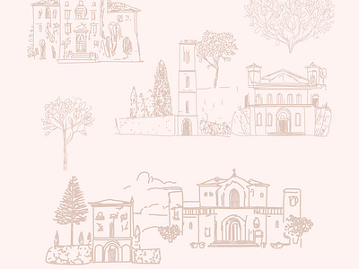 Tuscan villa illustrations art artistic background branding design doodle graphic design illustration italy label pattern print sketch villa