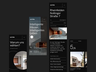 Mobiles for Modern Real Estate Developer app architecture black circle dark exterior gallery grotesk helvetica hero hkgrotesk interior iphone minimalistic mobile modern real estate simple ui