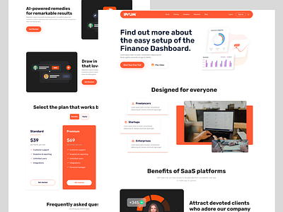 Finance Dashboard Website - SaaS Website Design business corporate finance landing page marketing money saas website uiux web design website