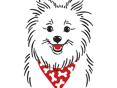 Roan 2d collar dog illustration pomeranian pup puppy scarf 🐕