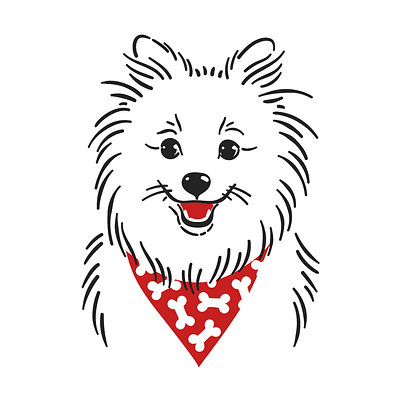 Roan 2d collar dog illustration pomeranian pup puppy scarf 🐕