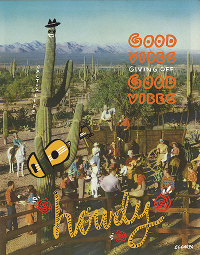 Arizona Highways Vintage Poster arizona bbq cowboy hand lettering illustration painting retro southwest vintage west