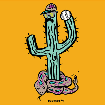 Desert Ball baseball branding cactus comic hand drawn hand lettering illustration southwest sports