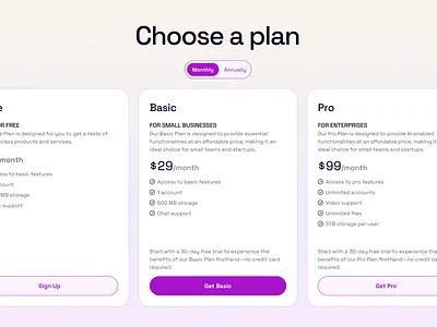 Pricing plan A/B variants branding design figma graphic design ui
