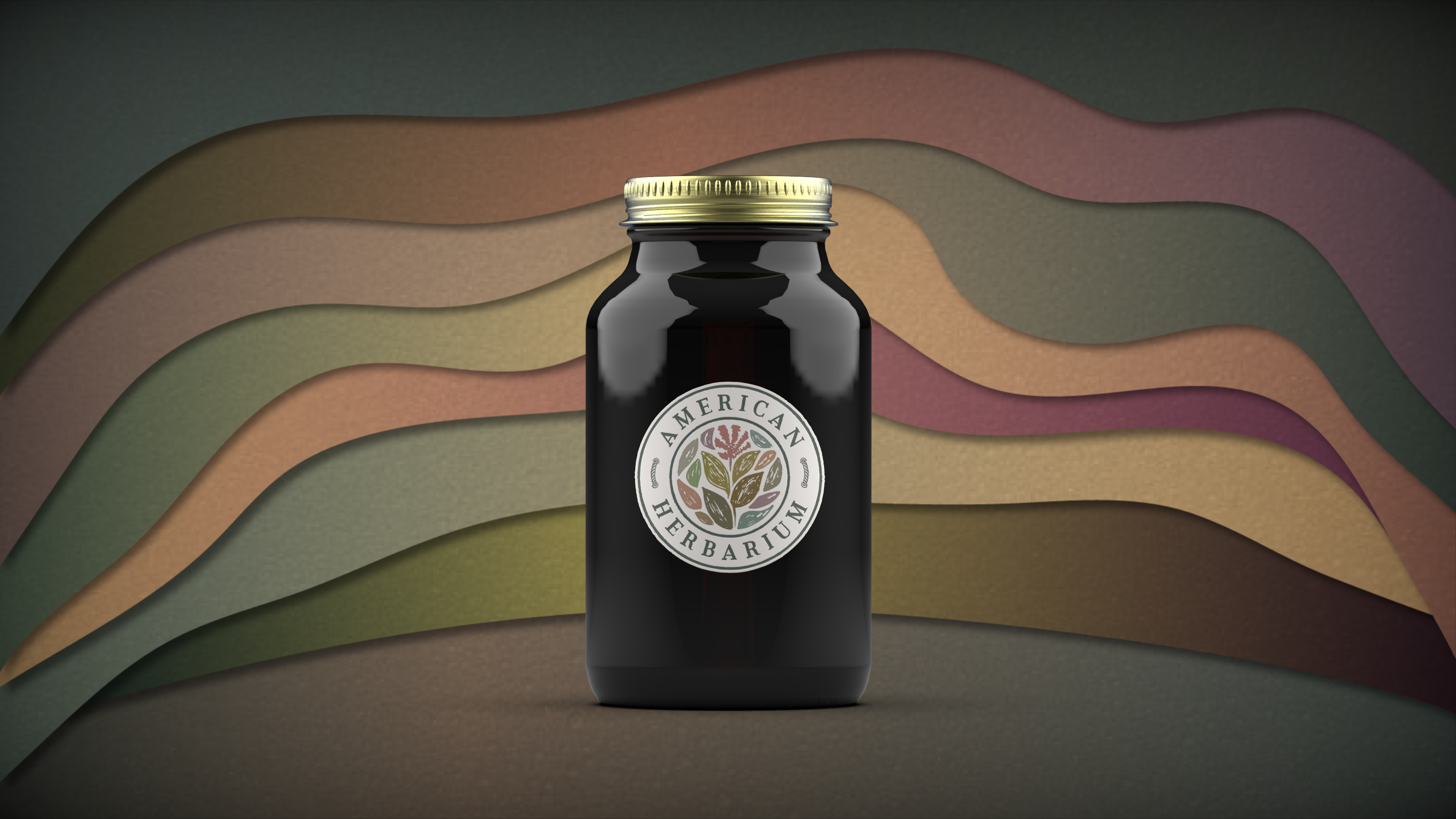 Herbarium 3d model 3d render branding earthy graphic design hand drawn logo herbal leaves logo logo and branding vector graphics warm