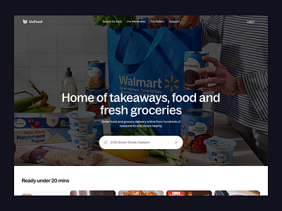 GoFood website add to cart colors ecommerce food website landing page minimal prototype scroll animation ui animation