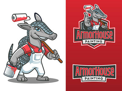 Armor House Logo and Mascot Design animation branding character design graphic design logo logo and mascot design logo design mascot mascot design mascot logo paint company painter mascot