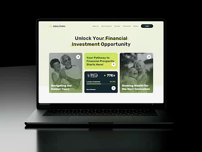 WealthInv - Animation Investment Landing Page animation business consultation finance fintech framer health healthy insurance interaction investing investmet landing page responsive saas services uiux web design